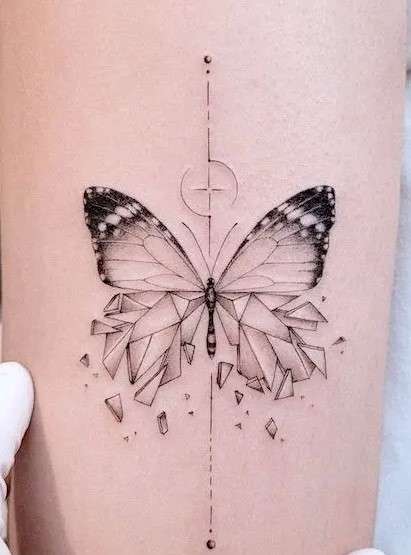 Whimsical butterfly tattoo abstract