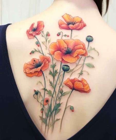 Whimsical Flower tattoo back