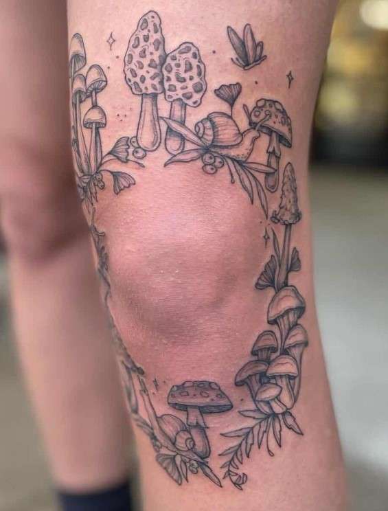 Whimsical Flower tattoo leg