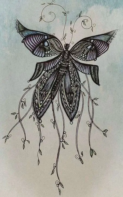 Whimsical dragonfly tattoo black