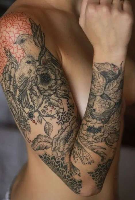 Whimsical tattoo sleeve full sleeve