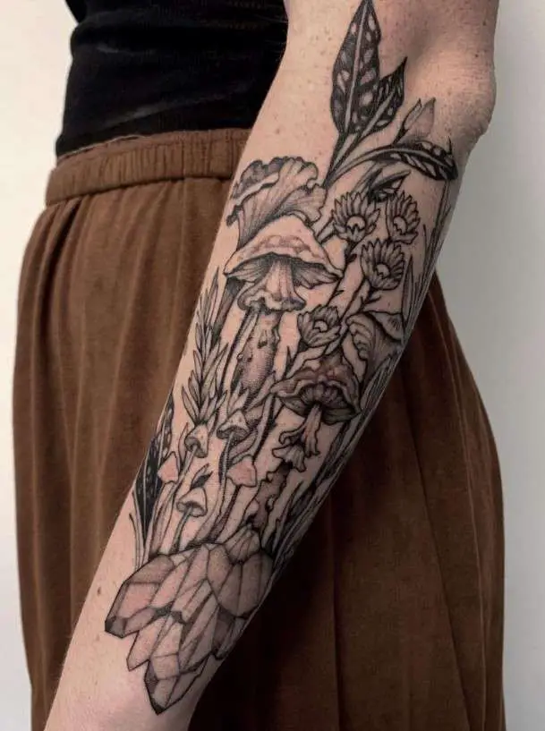 Whimsical tattoo sleeve design