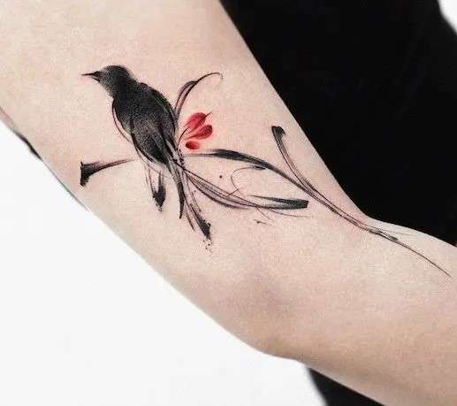  color paintWhimsical bird tattoo