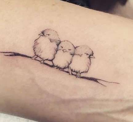 three small Whimsical bird tattoo
