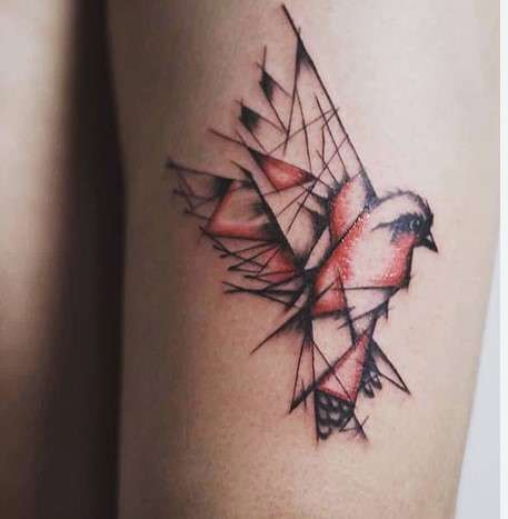 Whimsical bird tattoo abstract