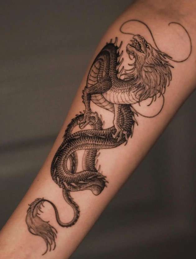 Whimsical Japanese Dragon tattoo