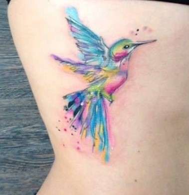 water color Whimsical Hummingbird tattoo