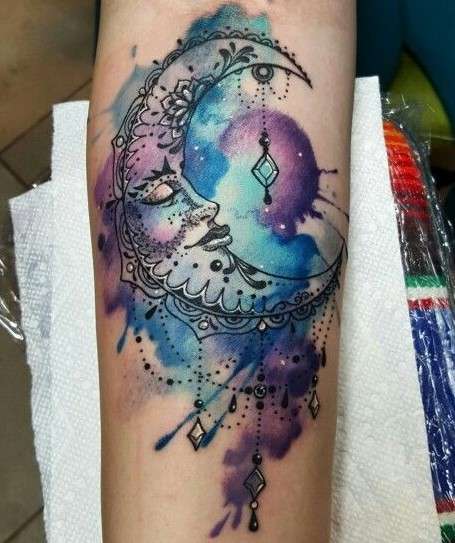 enchanted Whimsical Moon tattoo