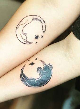 Whimsical Moon tattoo for pair