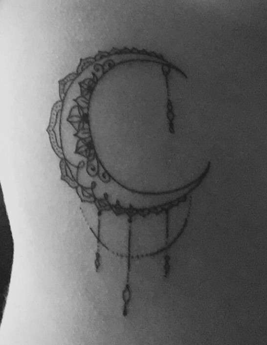 Whimsical Moon tattoo black