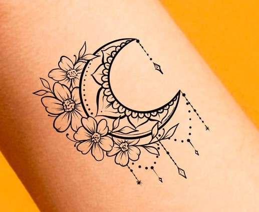 Whimsical Moon tattoo art
