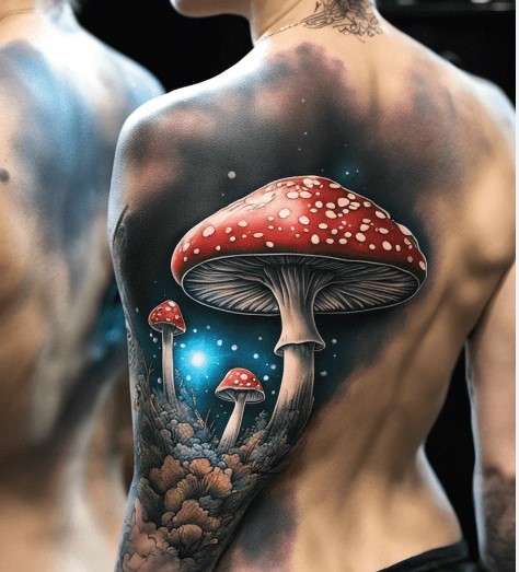 Whimsical Mushroom tattoo AI art