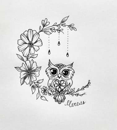 Whimsical Owl Tattoo design