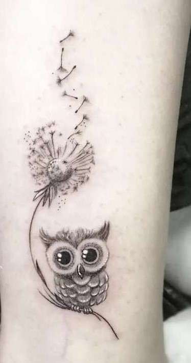 artistic Whimsical Owl Tattoo
