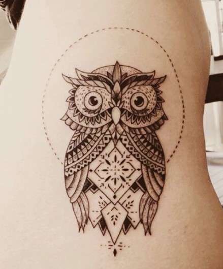 Whimsical Owl Tattoo mandala
