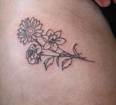 Whimsical  minimalist sunflower tattoo