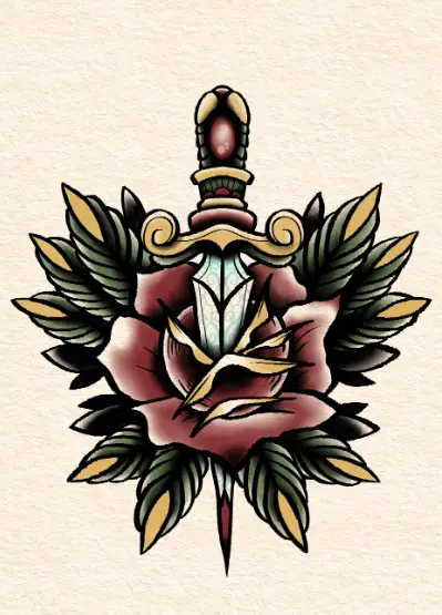 Dagger And Rose tattoo art